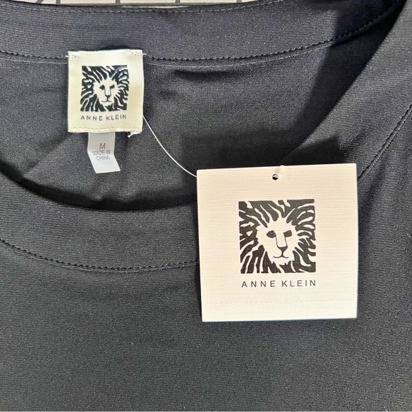 Anne Klein Black Top - Sheer Sleeves - Size Medium NWT - Picture 7 of 9